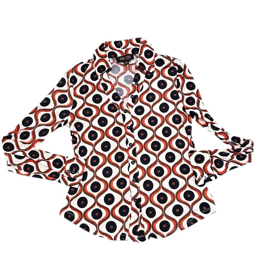 Retro Patterned Button Down Shirt - image 2